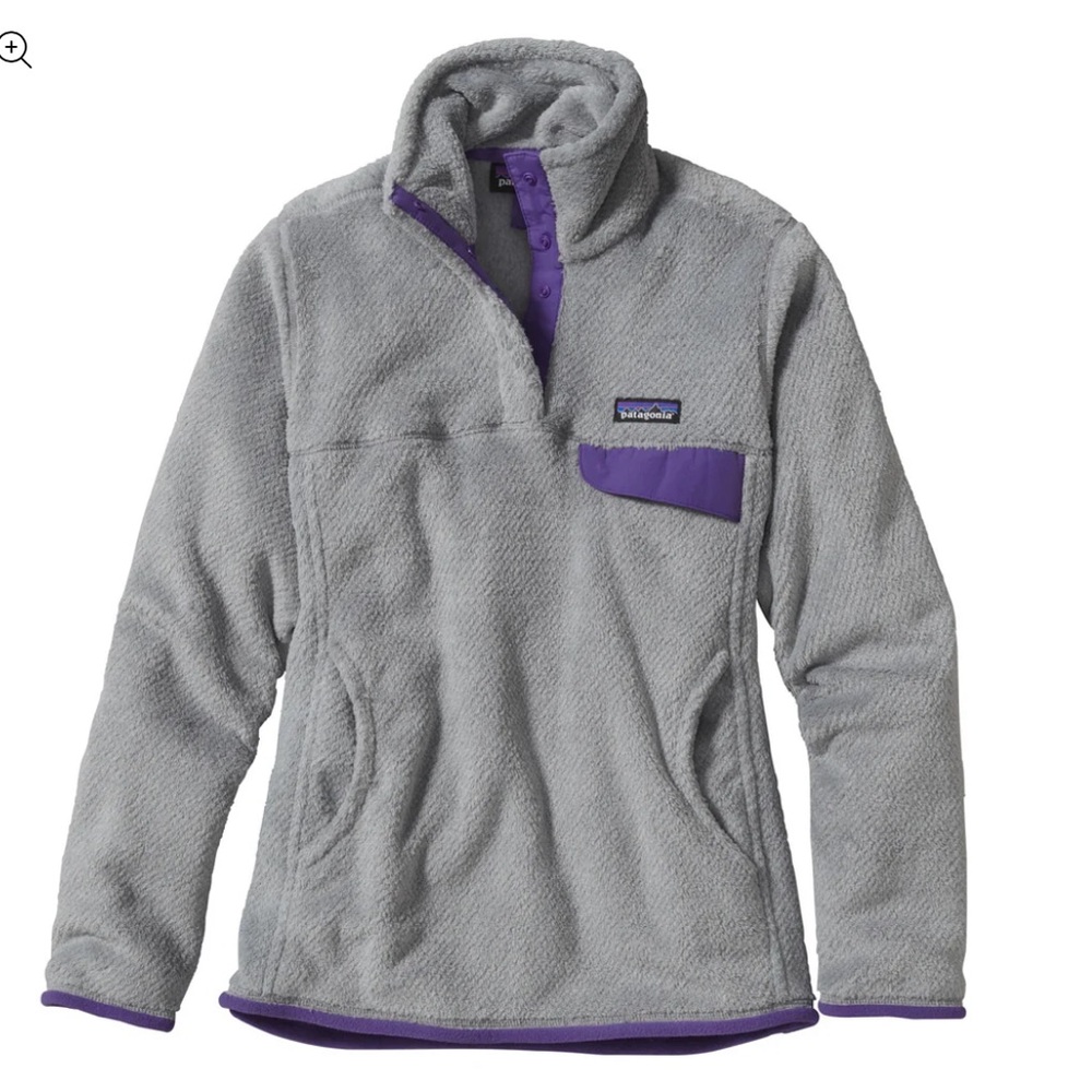 Women's Patagonia Re-Tool Snap-T® Pullover Grey and purple sweatshirt jacket